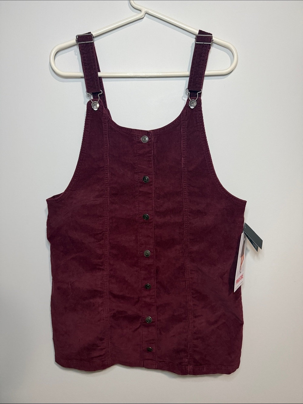 Celebrity Pink Burgundy Corduroy Button-Front Pinafore Tunic